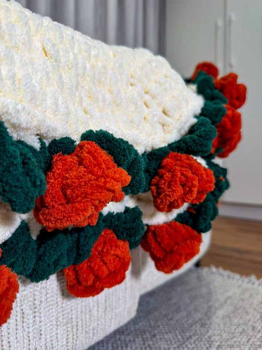 Amber roses off white shawl