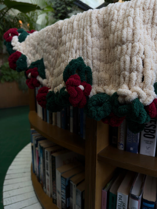 Beige red roses shawl