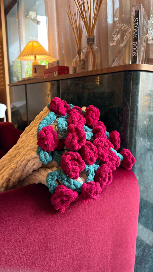 Beige red roses shawl