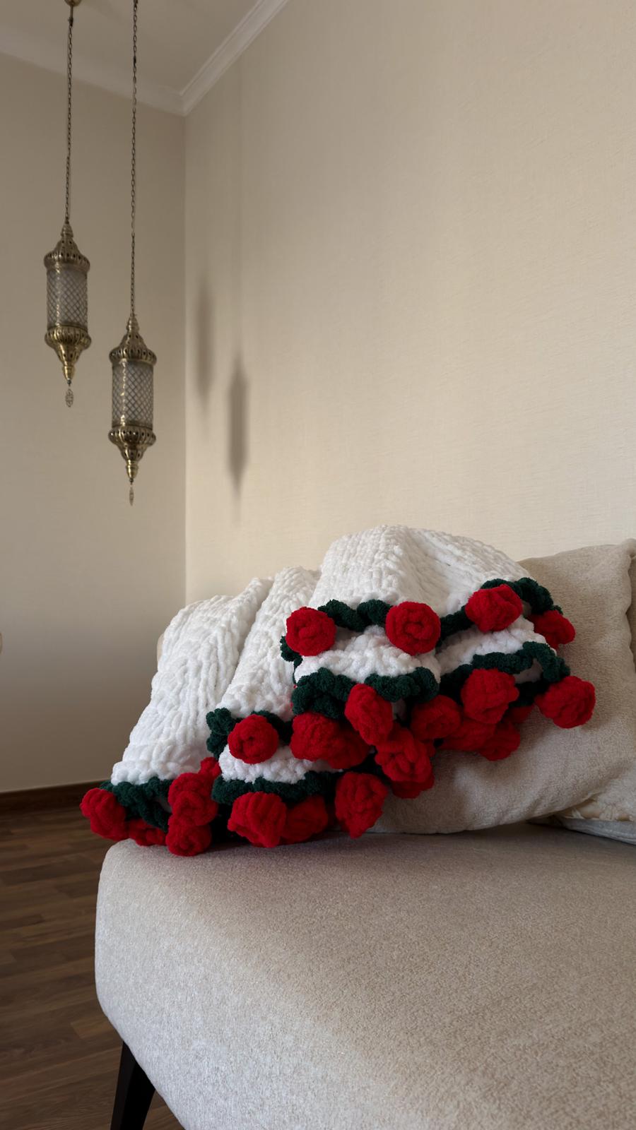 White red roses shawl
