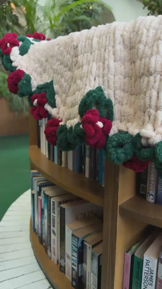 Beige red roses shawl